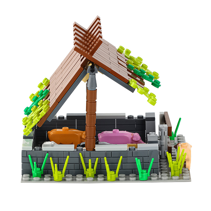 MOC0024 Farm Series Pig Shed Building Blocks Bricks Kids Toys for Children Gift MOC Parts