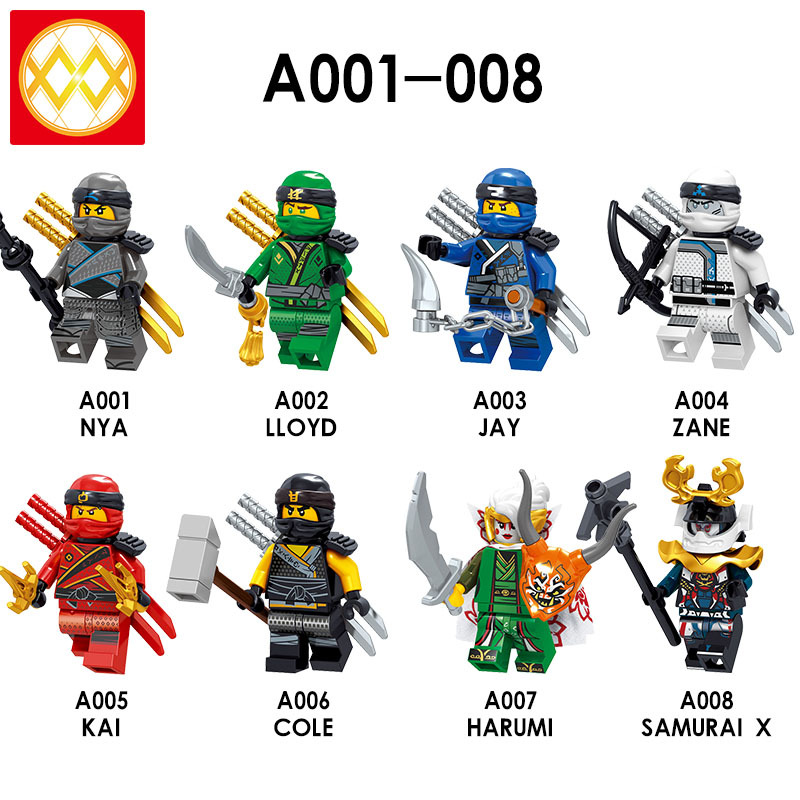 A001-008 Nya Lloyd Jay Zane Kai Cole Harumi Samurai X Building Blocks Kids Toys