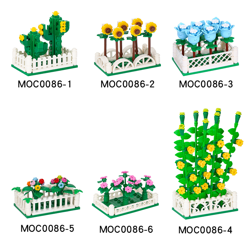 MOC0086 City Series Decoration Flowers Field Cactus Sunflower Tulip Vine Flower Petal Flower Cherry Blossom Building Blocks Bricks Kids Toys for Child