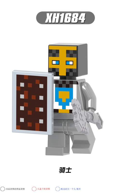 X0310 Minecraft Villager Drowned knight One-eyed pirate Blacksmith Husk Building Blocks Kids Toys