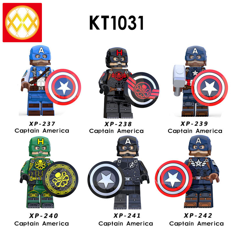 KT1031 Super Heroes Marvel The Avengers Movie Characters Captain America Steve Rogers Age of Ultron Infinity War Endgame Building Blocks Kids Toys