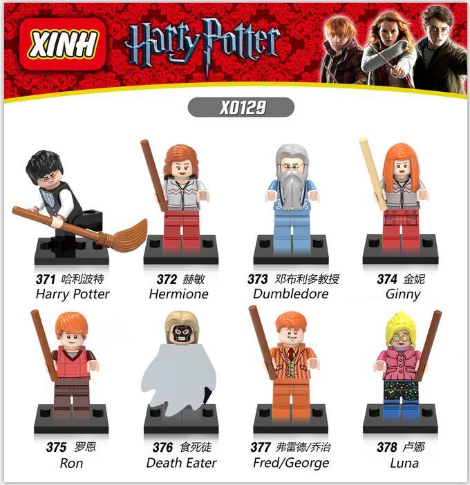 X0129 Harry Potter Magic Movie Series Harry Potter Hermione Dumbledore Ginny Ron Death Eater George Luna Building Blocks Kids Toys