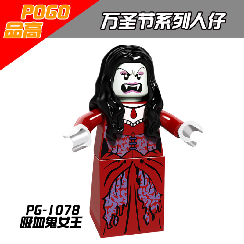 PG8080 Cartoon Halloween Witch Jack Skellington Zombie Ghost Pumpkin Man Wolfman Vampire Action Figure Building Blocks Kids Toys