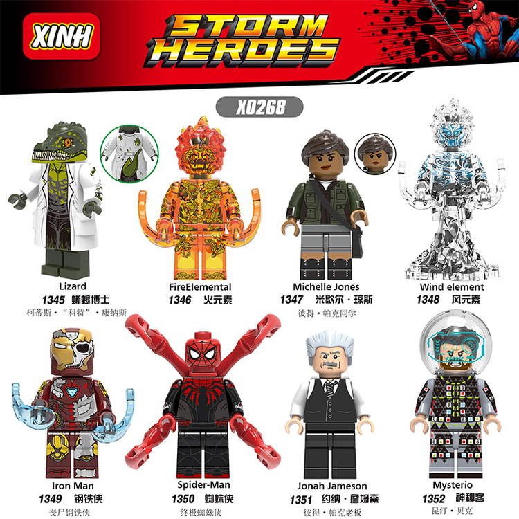 X0268 Doctor Lizard Fire Michelle Jones Wind Iron Man Spider-Man Jonah Jameson Mystery Building Blocks Kids Toys
