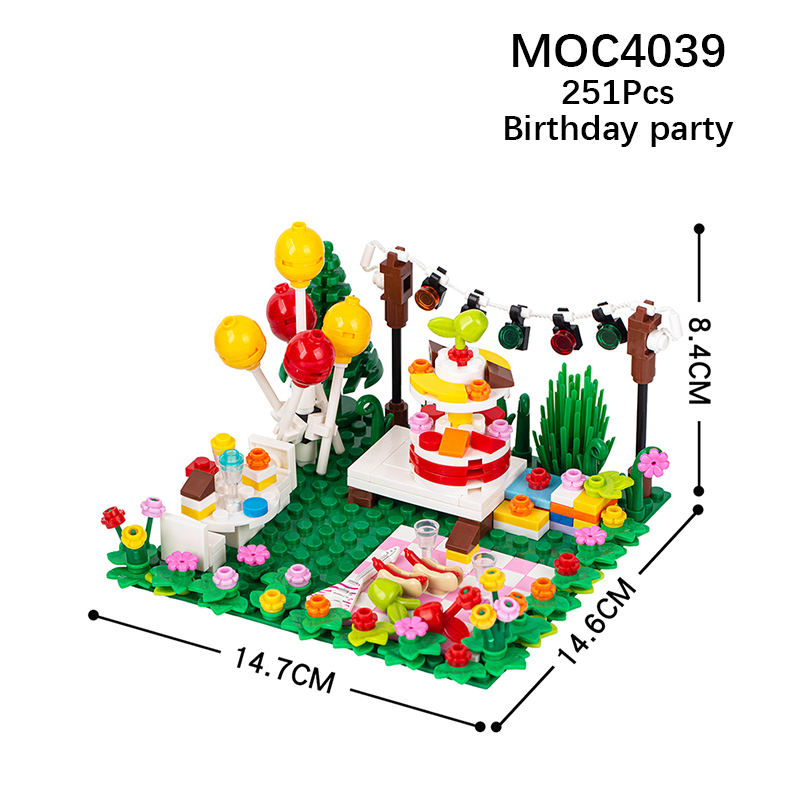 MOC4039 City Birthday Party Scene Buildig Blocks Bricks Kids Toys for Children Gift MOC