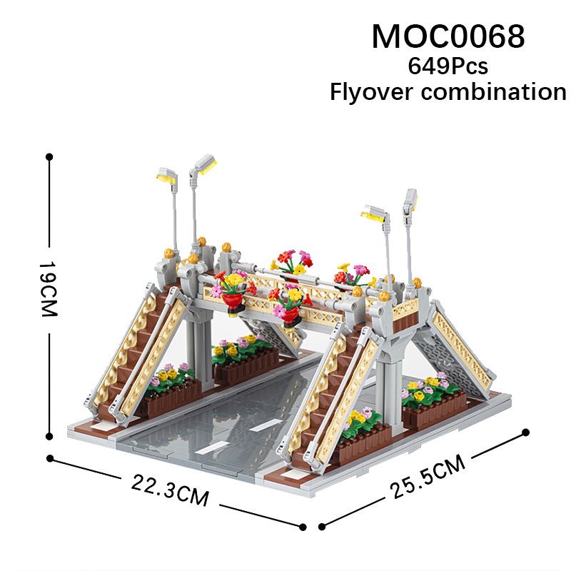 MOC0068 City Street View Series Flyover Road Flowerbed Accessories Ornament Building Blocks Bricks Kids Toys for Children Gift MOC Parts