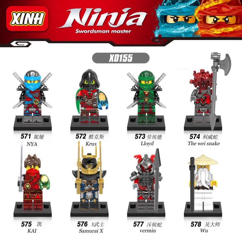 X0155 Ninja Ninja Nya Kuks Lloyd Levi Snake Kay X Samurai Master Wu Building Blocks Kids Toys