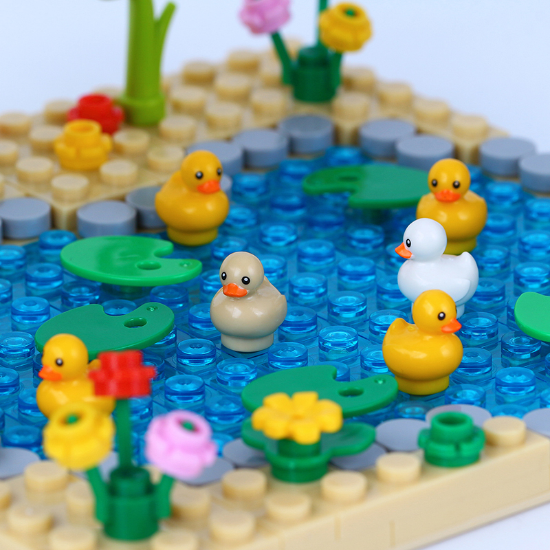 MOC0072 Farm Series Duck Lotus Pond Building Blocks Bricks Kids Toys for Children Gift MOC Parts