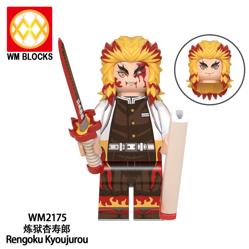 WM6116 High Quality Demon Slayer Agatsuma Zenitsu Tanjirou Nezuko Akaza Zenitsu Building Blocks Kids Toys