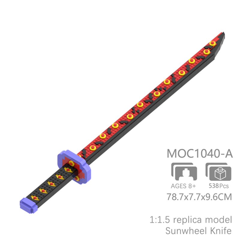 MOC1040 Creativity series Demon Slayer Kokushibo Katana Sunwheel Knife Building Blocks Bricks Kids Toys for Children Gift MOC Parts