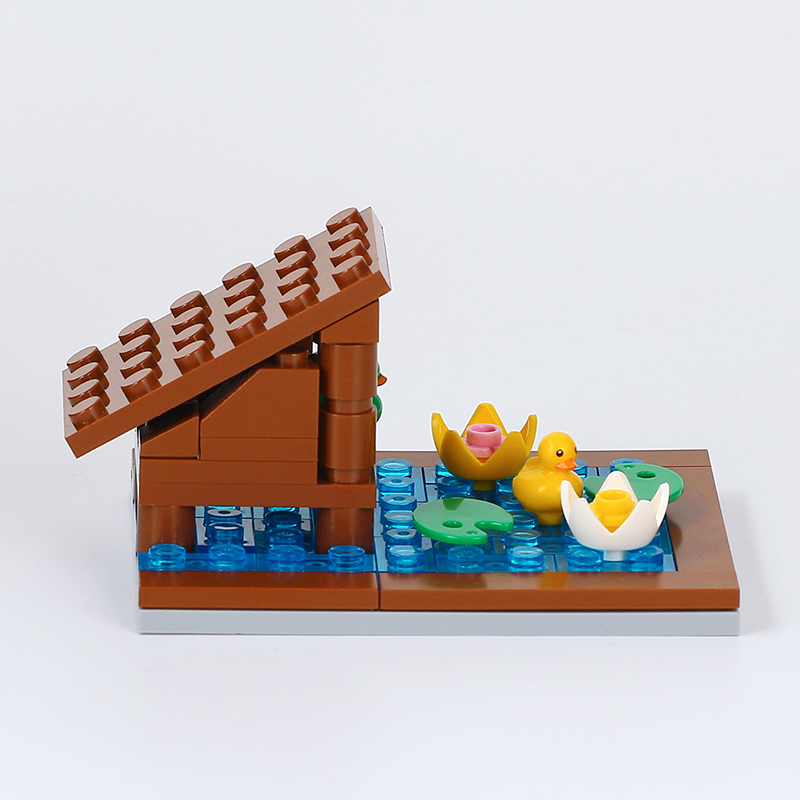 MOC0087 Farm Series Duck Shed Animal Pond Building Blocks Bricks Kids Toys for Children Gift MOC Parts