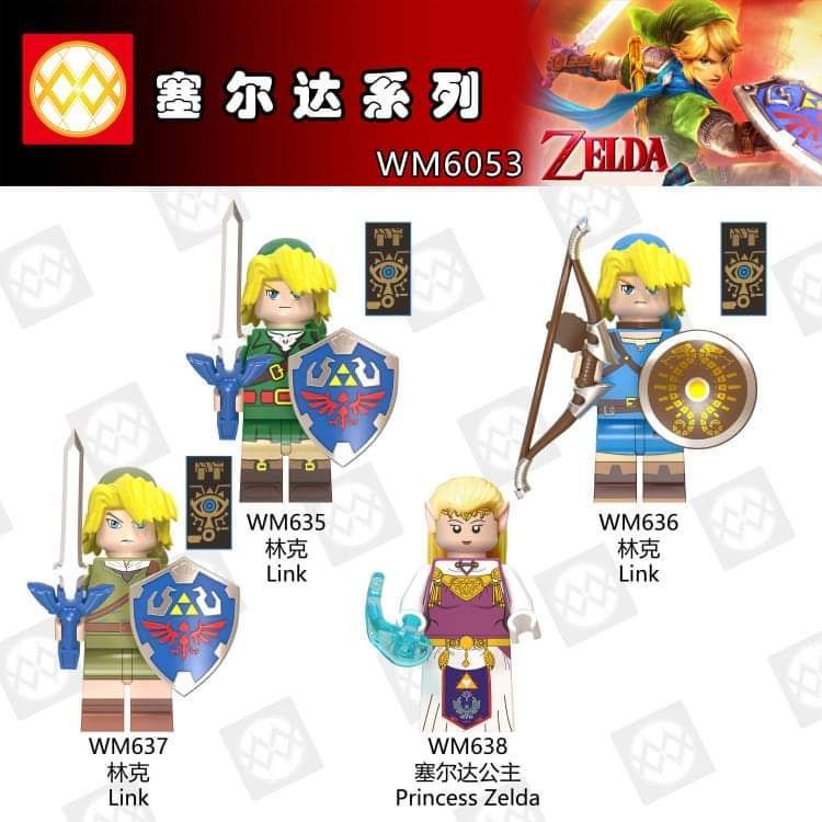 WM6053 Pop Figures The Legend of Zelda Game Character Zelda Link Archer Shield Sword Building Blocks Toys For Children