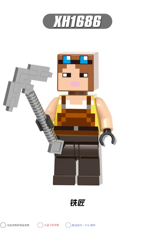 X0310 Minecraft Villager Drowned knight One-eyed pirate Blacksmith Husk Building Blocks Kids Toys