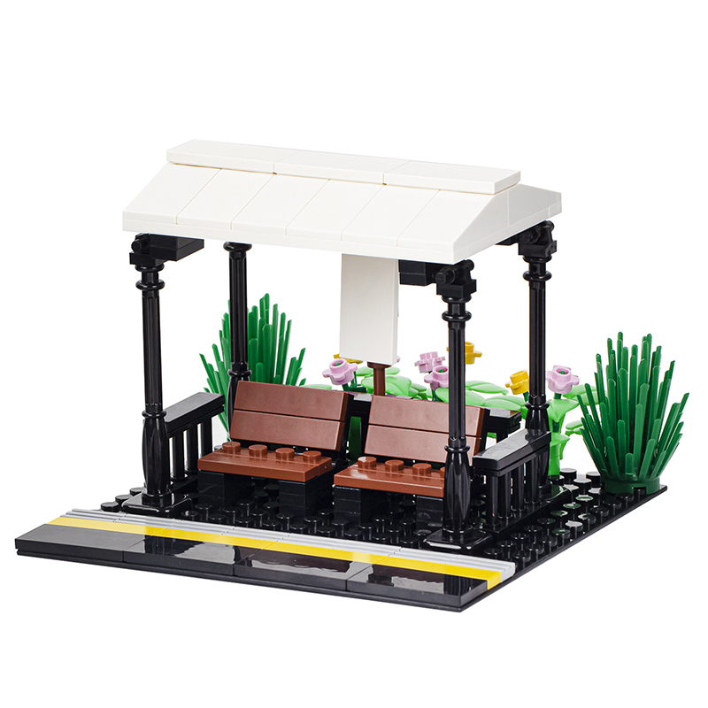 MOC4043 City Series Bus Stop Station DIY Model Building Blocks Bricks Kids Toys for Children Gift MOC Parts