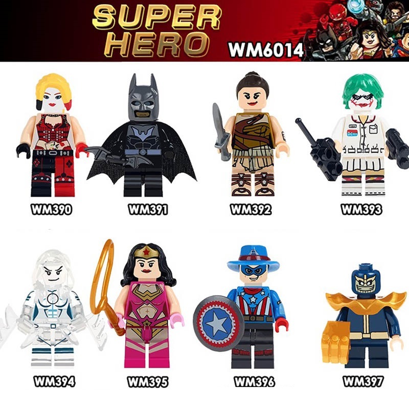 WM6014 Woderwoman Harley Quinn Thanos Joker Super Heroes Building Blocks Education Toys For Children Gifts