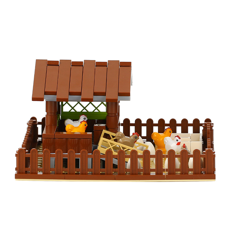 MOC3004 Chicken Coop Farm Animals Chicken Eggs Street View Building Blocks Accessories Children Toys Puzzle Diy Gifts