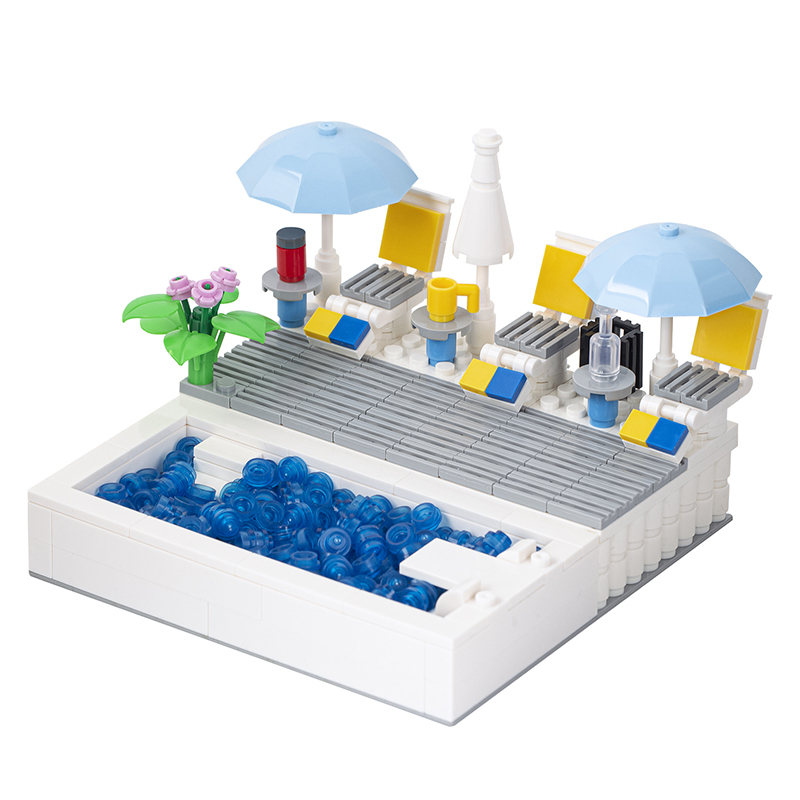 MOC4037 City Series Street View Swimming Pool Building Blocks Bricks Kids Toys for Children Gift MOC Parts