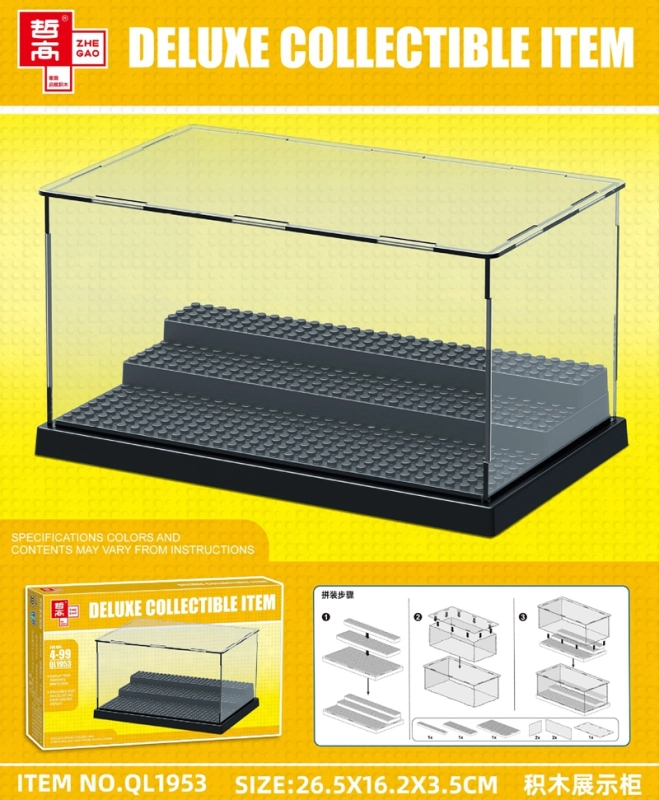 New Amazon Transparent Acrylic Display Box Model Black Display Case Dustproof Baseplate Building Block Storage Show Box Toys Children Gift