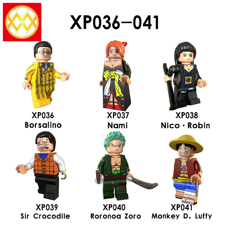 XP036-041 ONE PIECE Borsalino Nami Nico Robin Sir Crocodile Roronoa Zoro Monkey D Luffy Anime Figure Building Blocks Kids Toys