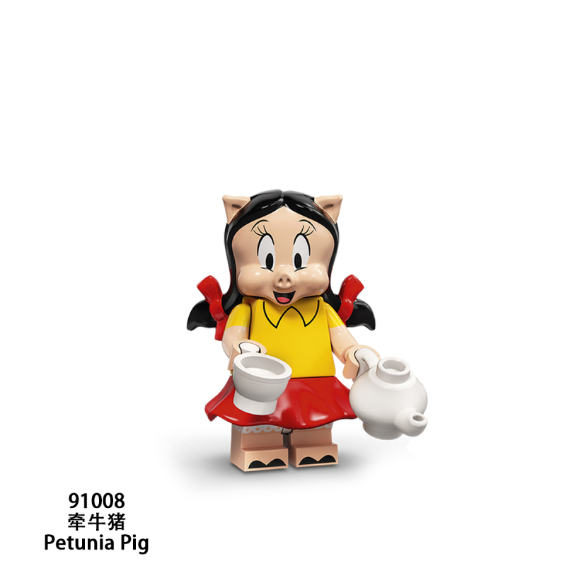 91001-91006 91007-91012 New Cartoon Anime Petunia Porky Pig Tasmanian Devil Mini Looney Tunes Mini Building Blocks Action Figures Kids Toys