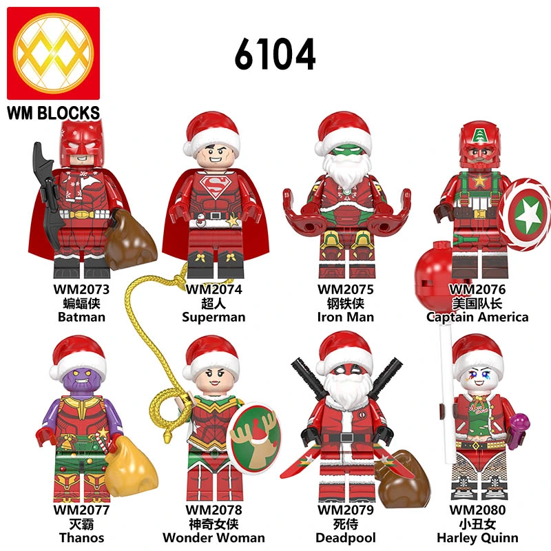 WM6104 Christmas Dead pool Harley Quinn Super man Thanos Wonder Woman Super Heroes Mini Action Figures Building Blocks Kids Toys