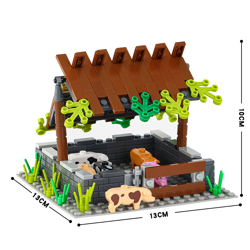 MOC0024 Farm Series Pig Shed Building Blocks Bricks Kids Toys for Children Gift MOC Parts