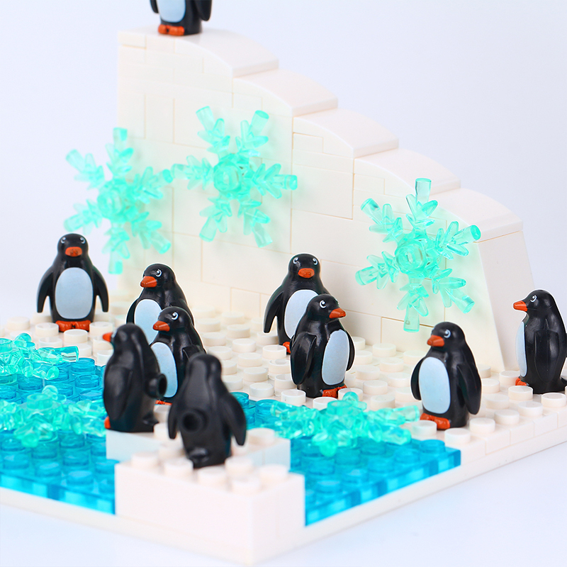 MOC0075 City Series Antarctic Glacier Spheniscidae Scene Building Blocks Bricks Kids Toys for Children Gift MOC Parts