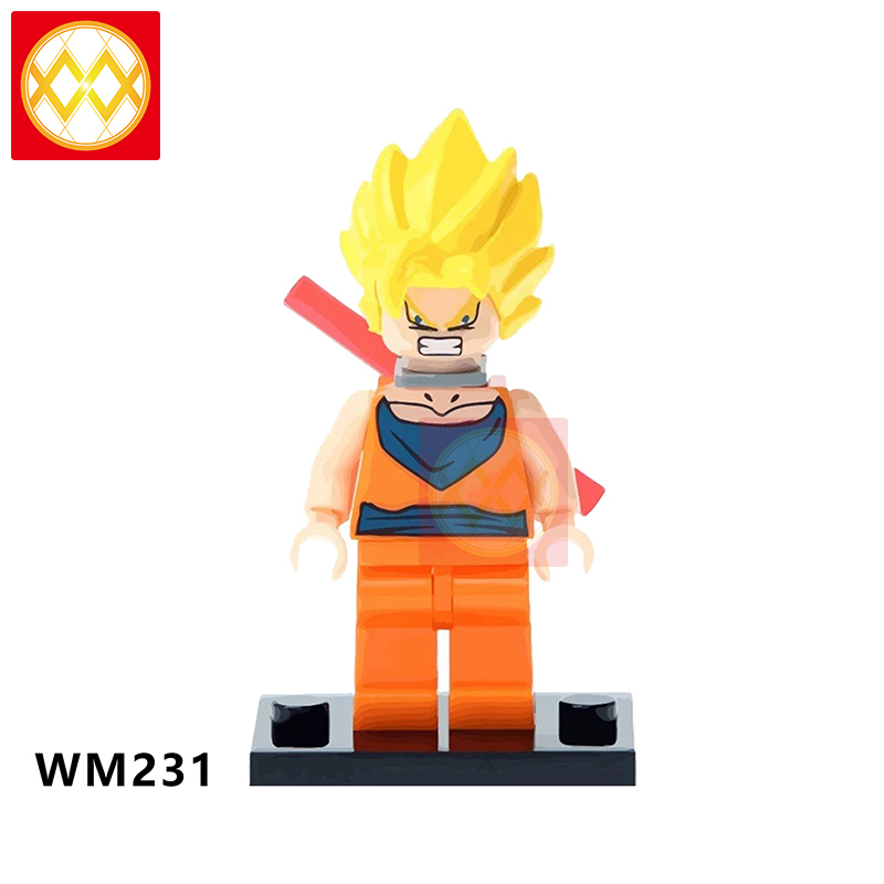 WM6029 Dragon Ball Orange Dress Yellow Hair Son Goku Building Blocks Figures Toys for Children