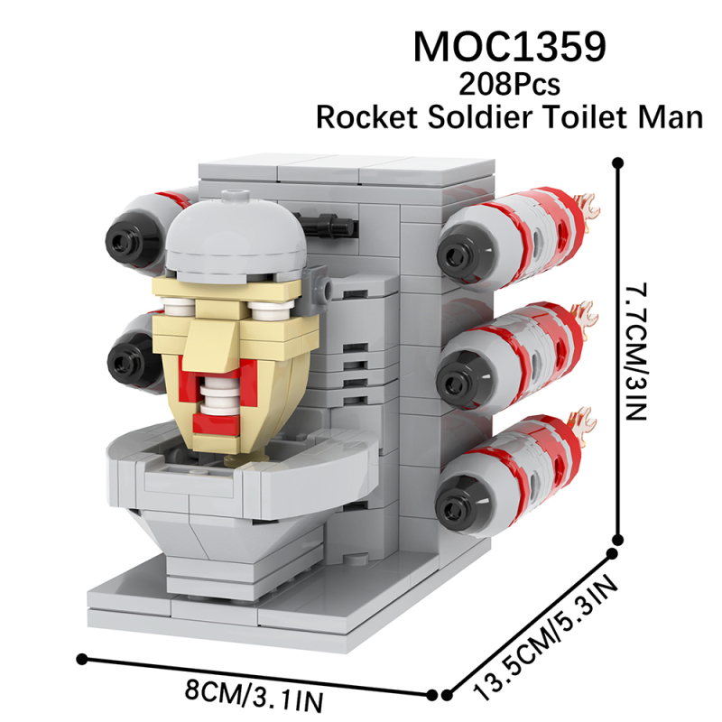 MOC1359 Creativity series Skibidi Toilet Game Rocket Soldier Toilet Man Character Model Building Blocks Bricks Kids Toys for Children Gift MOC Parts