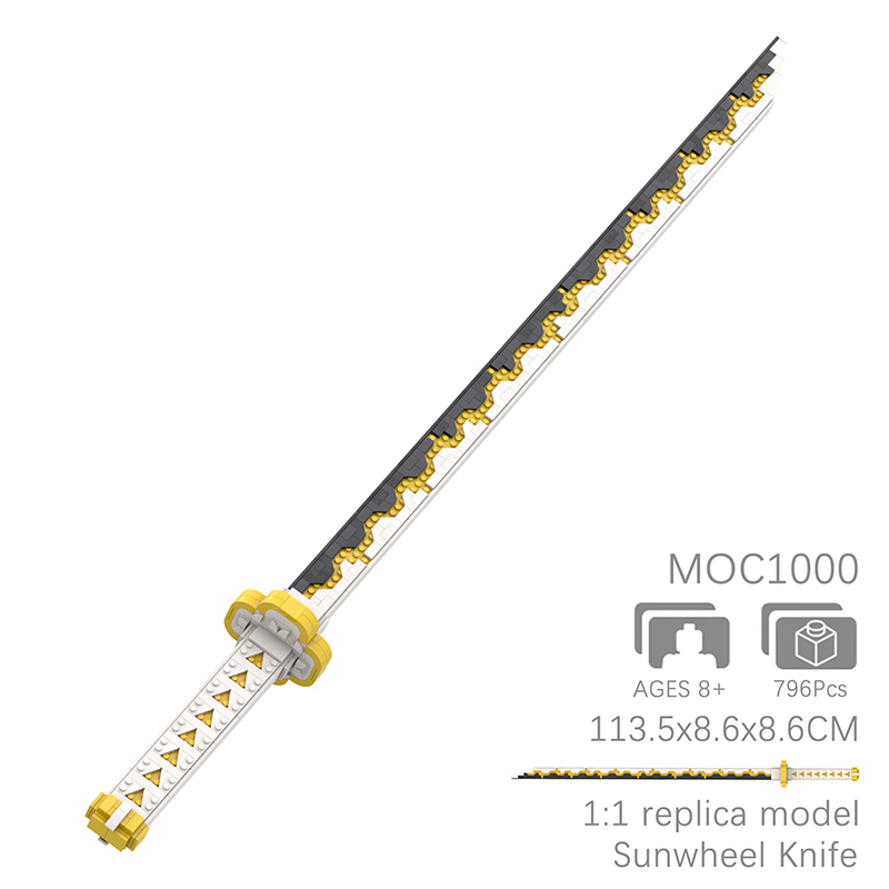 MOC1000 MOC1002 MOC1003 Demon Slayer Series Sun Wheel Knife Buildig Blocks Bricks Kids Toys for Children Gift MOC Parts