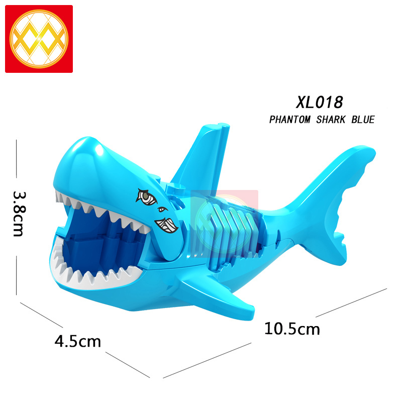 XL001+XL014-018 Shark Black Shark Transparent Blue Shark Light Coffee Shark Grey Blue Shark Phantom Shark Blue Building Blocks Kids Toys