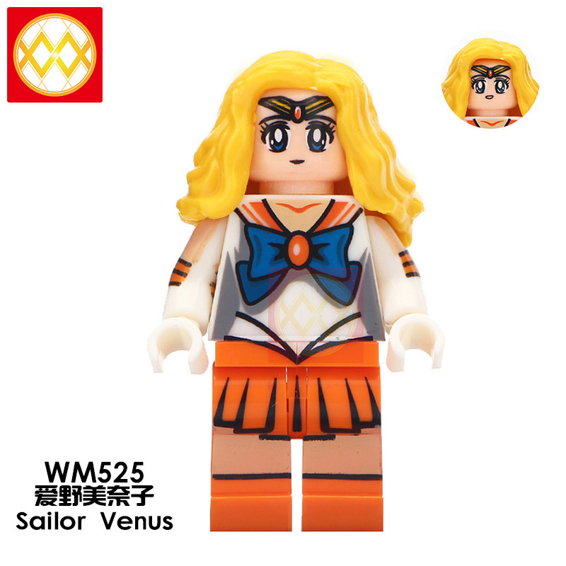 WM6035 Japanese Cartoon Figures Super Heroes Sailor Moon Sailor Venus Mercury Jupiter Action Model Building Blocks Children Toys