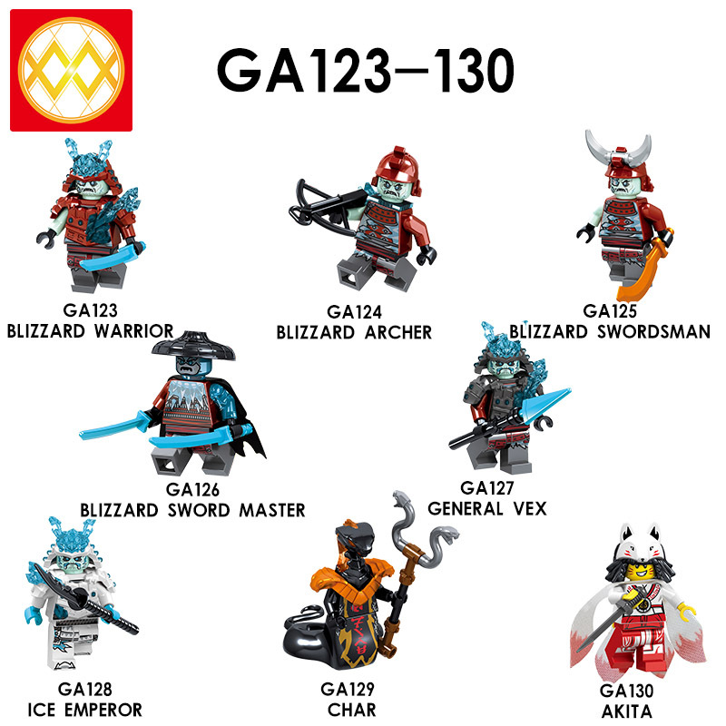 GA123-GA130 BLIZZARD WARRIOR  BLIZZARD ARCHER BLIZZARD SWORDSMAN BLIZZARD SWORD MASTER GENERAL VEX ICE EMPEROR CHAR  AKITA Building Blocks Kids Toys