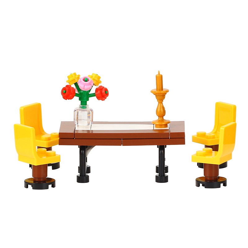 MOC4015 Kitchen Dining Table Chair Home Furnishing Street View Building Blocks Accessories Creativity Children Toys Puzzle Gifts