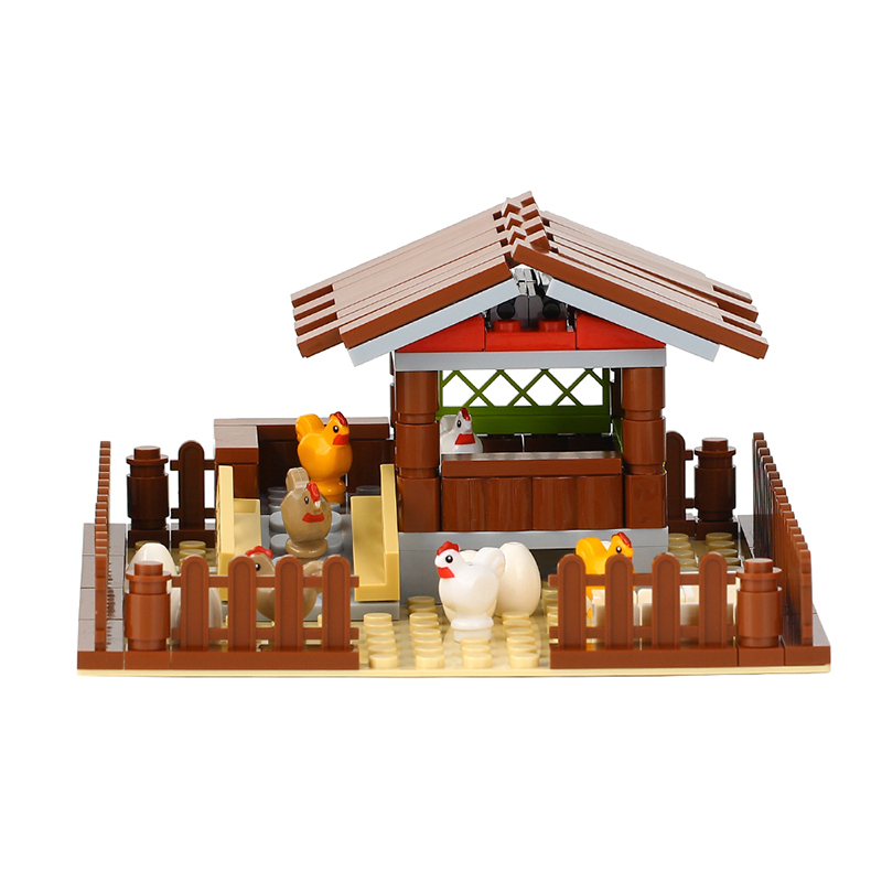 MOC3004 Chicken Coop Farm Animals Chicken Eggs Street View Building Blocks Accessories Children Toys Puzzle Diy Gifts