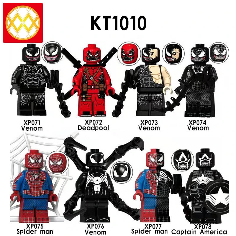 KT1010 Venom Deadpool Spider Man Captain America Action Figures Movie Series Building Blocks Kids Toys