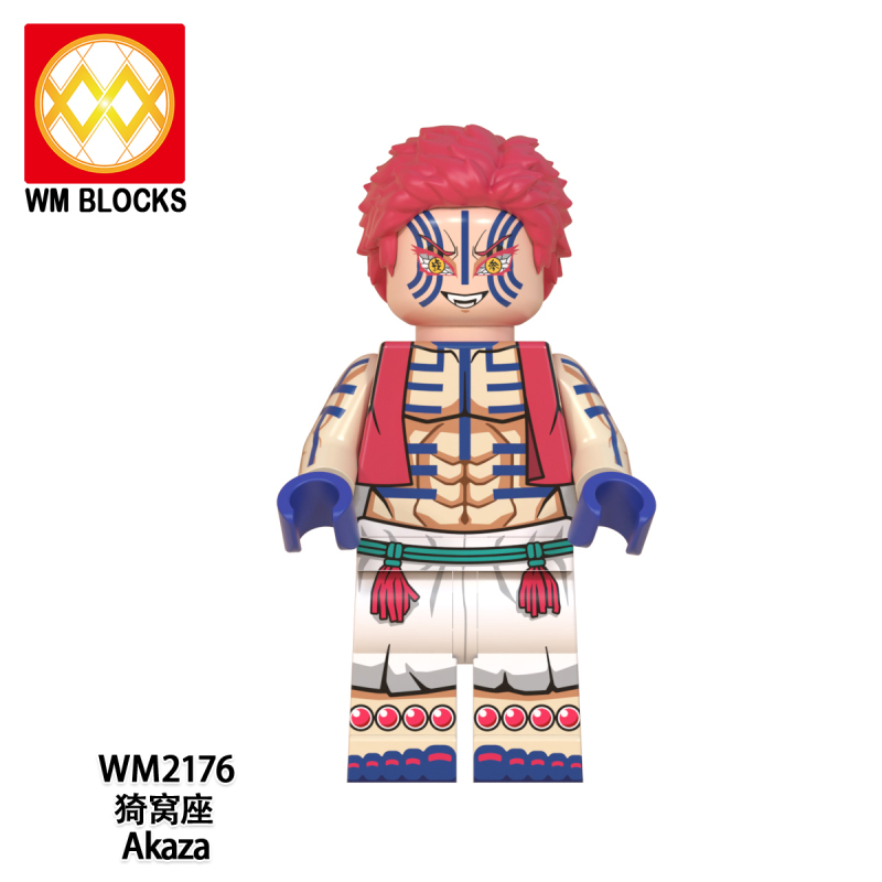 WM6116 High Quality Demon Slayer Agatsuma Zenitsu Tanjirou Nezuko Akaza Zenitsu Building Blocks Kids Toys