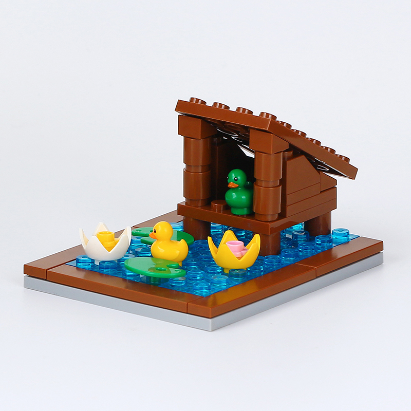 MOC0087 Farm Series Duck Shed Animal Pond Building Blocks Bricks Kids Toys for Children Gift MOC Parts
