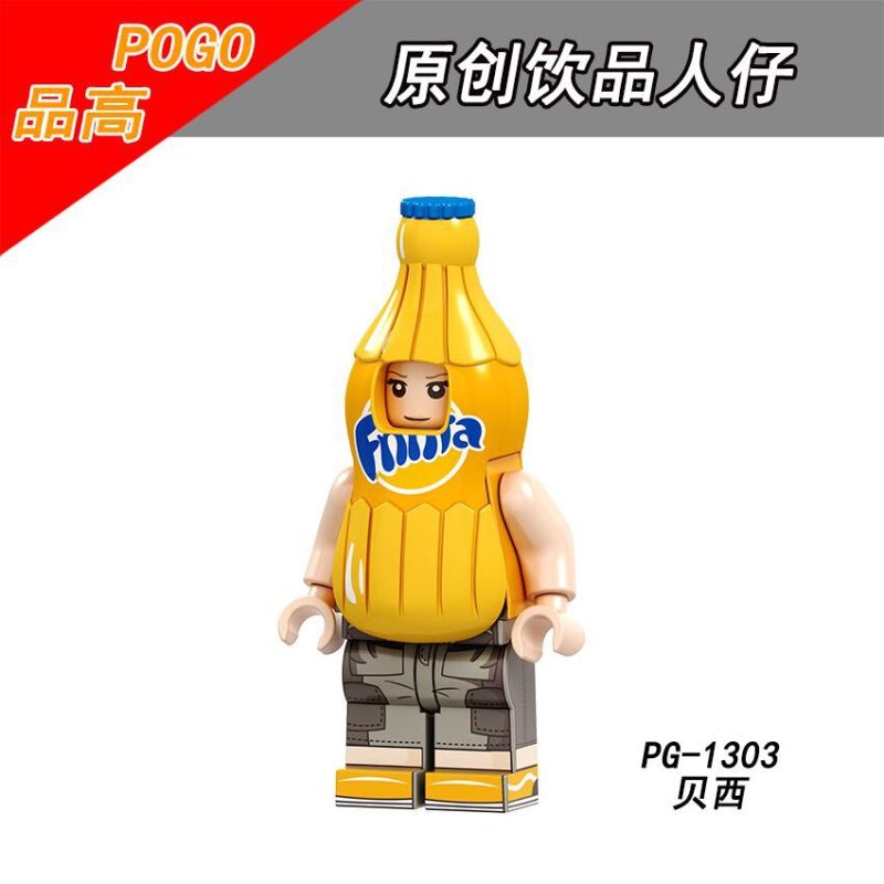 PG8134 Cartoon Drinks Series Pure Milk Sprite Fanta Cola Pepsi Action Figure Building Blocks Kids Toys