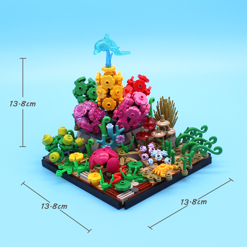 MOC3015 Underwater World Coral Seagrass Dolphin Scene MOC Building Blocks Educational Toys For Children Gifts