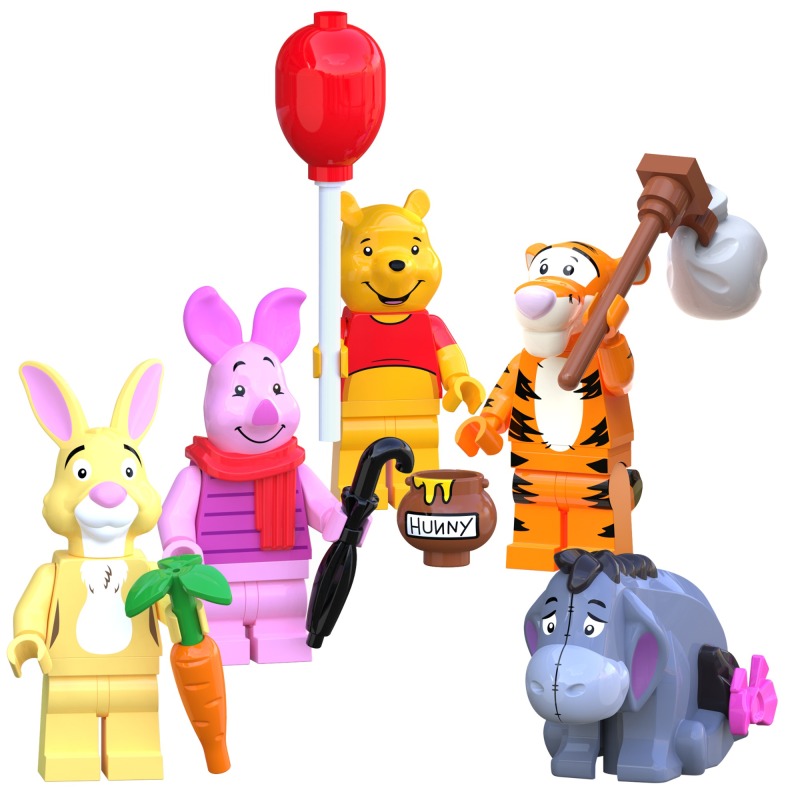 XP66001-66005 Cartoon Series Pooh Bear Piglet Tigger Eeyore Rabbit Building Blocks Kids Toys