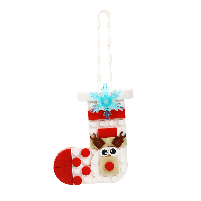 MOC1025 Christmas Series Sock Bricks Reindeer Patterned Model Compatible Accessories Building Blocks Kids Toys