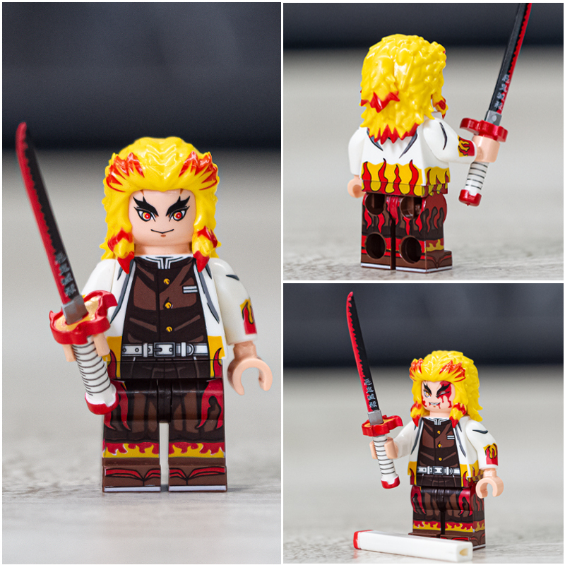 WM6116 High Quality Demon Slayer Agatsuma Zenitsu Tanjirou Nezuko Akaza Zenitsu Building Blocks Kids Toys