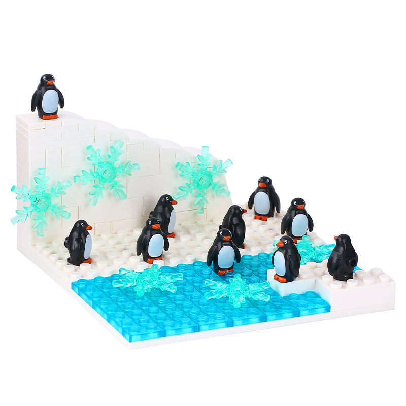 MOC0075 City Series Antarctic Glacier Spheniscidae Scene Building Blocks Bricks Kids Toys for Children Gift MOC Parts