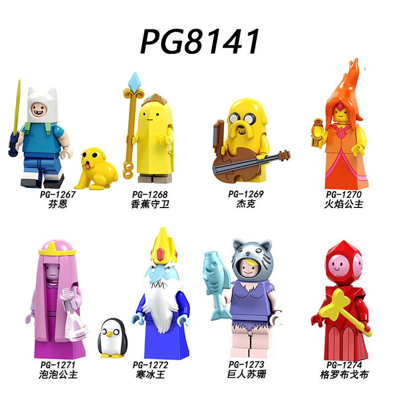 PG8141 Cartoon Series Adventure Time Finn Jake Bonnibel Bubblegum The Ice King Flame Action Figure Building Blocks Kids Toys