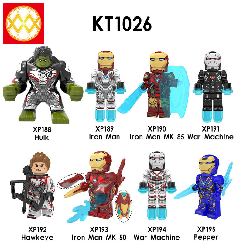 KT1026 Hulk Iron Man War Machine Iron Man MK 85 Hawkeye Iron Man MK 50 Pepper Super Hero Series Building Blocks Kids Toys