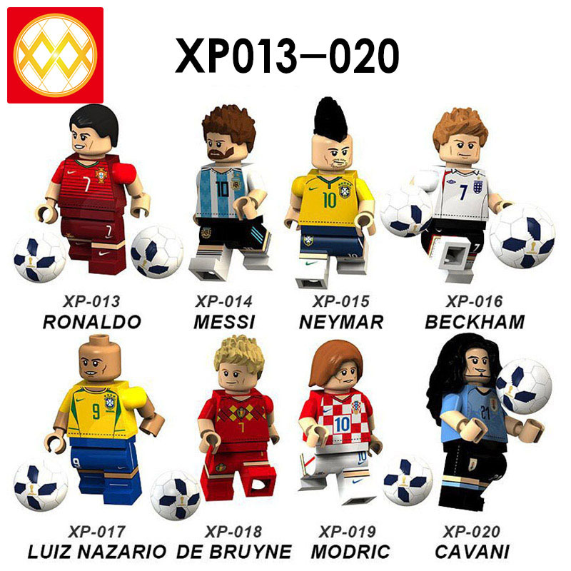 XP013-020 sports star Ronaldo Messi Neymar Beckham Luiz Nazario De Bruyne Modric Cavani Building Blocks Kids Toys