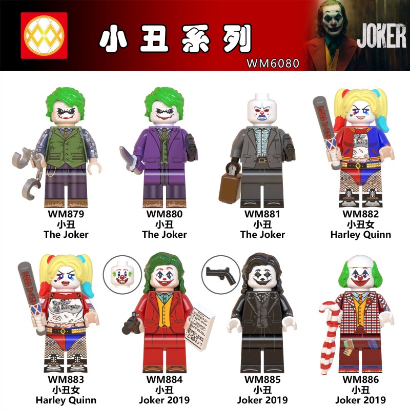 WM6080 The Joker Kerr Joker 2019 DC Heroes Harley Quinn Supervillains Action Figure Building Block game Toys