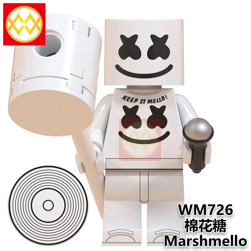 WM6064 Famous DJ Marshmellow AIM Agent Building Blocks Bricks DIY Model Action Figures Toys Collection For Children Gifts