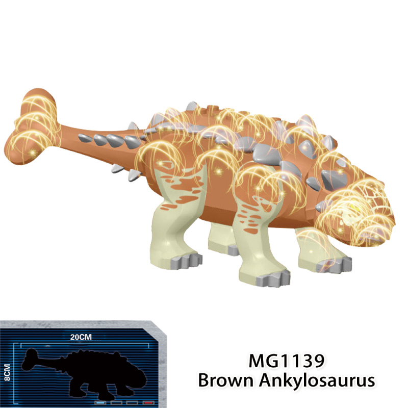 MG1139 MG1140 Brown Ankylosaurus  Silver Ankylosaurus Jurassic World Dinosaur Building Blocks Kids Toys